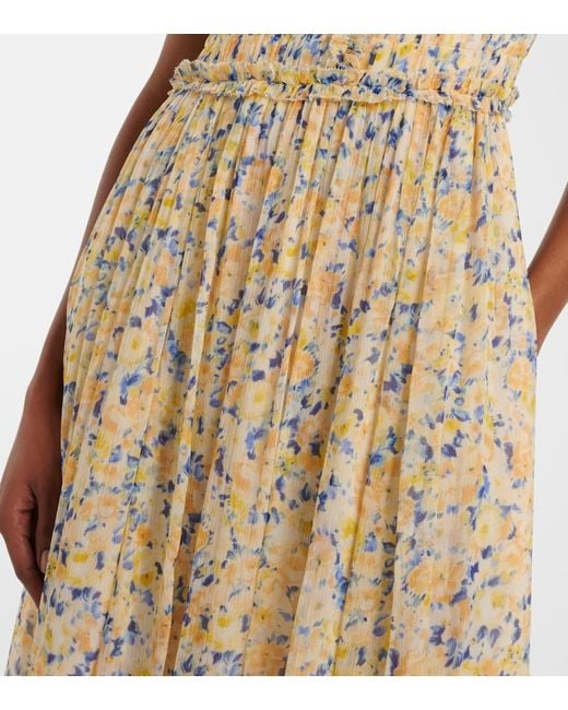 Ulla Johnson Metallic Kasia Floral Silk Chiffon Maxi Dress