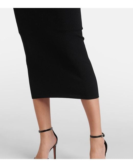 Alaïa Black Vienne Cutout Jersey Midi Skirt