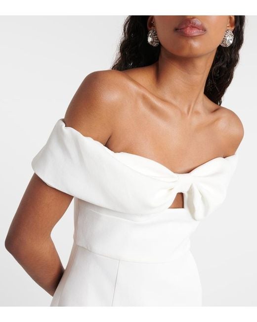 Self-Portrait White Off-Shoulder-Minikleid Aus Crepe