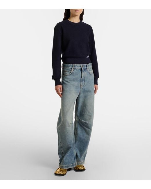 Loewe Blue Anagram Barrel-Leg Jeans