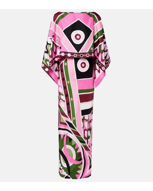 Emilio Pucci Vivara Layered Silk Satin Maxi Dress