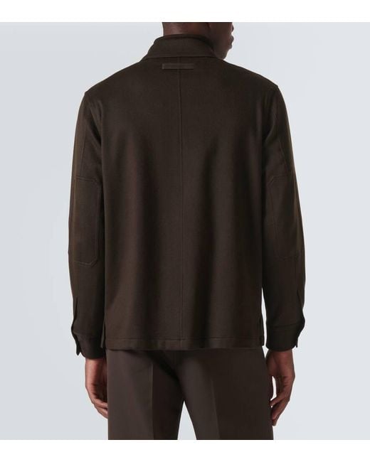 Zegna Green Luxe Cashmere Button-Front Overshirt for men