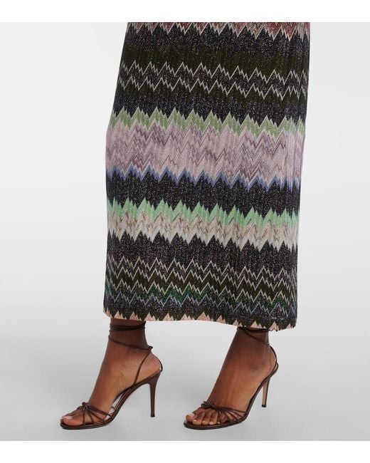 Missoni Black Zigzag-Intarsia Fine-Knit Midi Dress