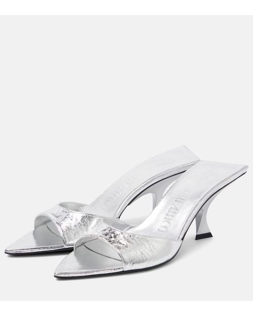The Attico White Bes 65 Metallic Leather Mules