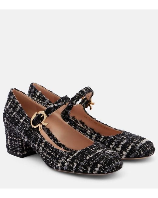 Gianvito Rossi Black Mary Ribbon 45 Boucle Mary Jane Pumps
