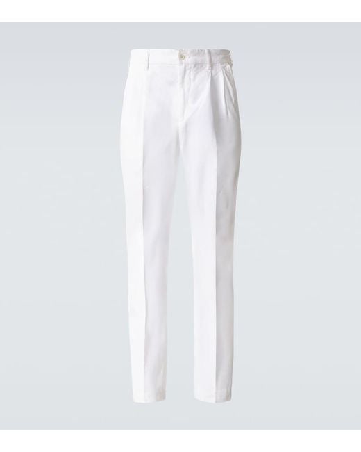 Dunhill White Cotton And Cashmere Straight Pants for men