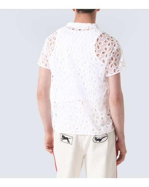 Bode White Primrose Floral Lace Shirt for men