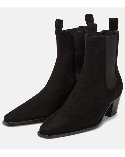 Totême Black The City Suede Ankle Boots