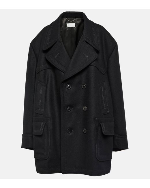 Manteau oversize Kaban en laine melangee Maison Margiela en coloris Black
