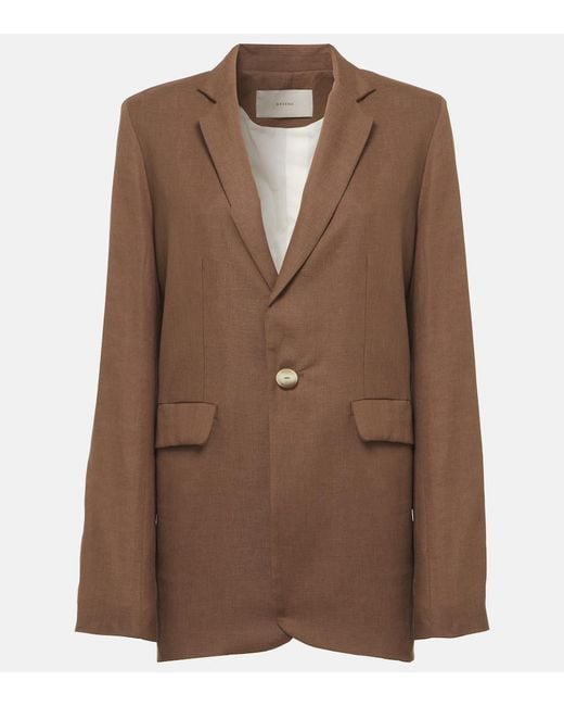 Asceno Brown Azores Linen Blazer