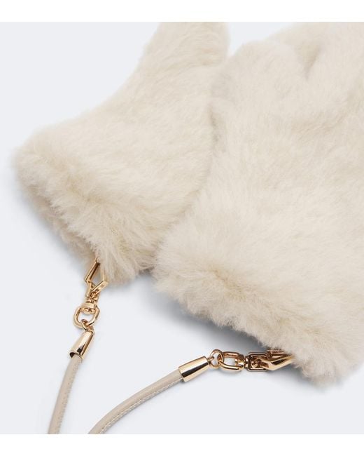 Max Mara White Alpaca, Wool, And Silk Teddy Mittens