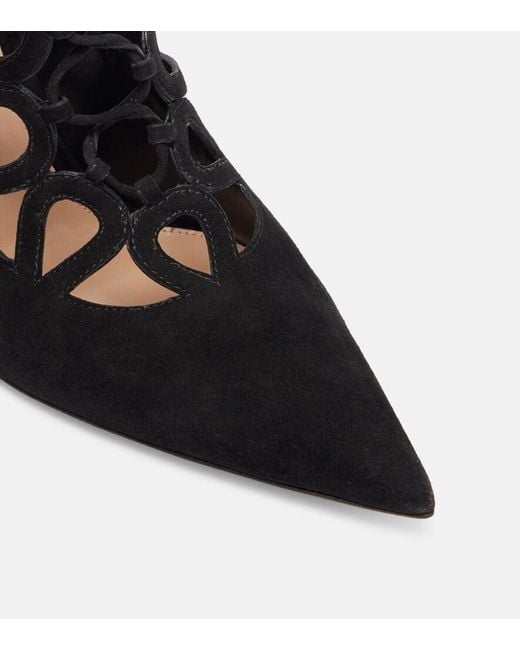 Gianvito Rossi Black Elisa 95 Suede Lace-Up Pumps