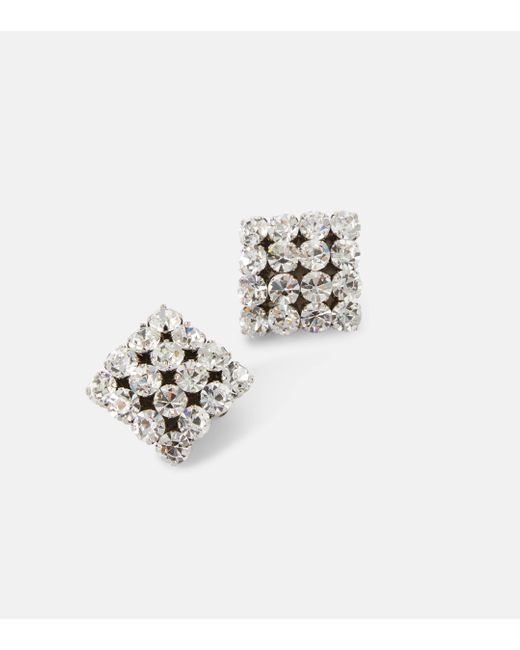 Boucles d'oreilles clip a cristaux Alessandra Rich en coloris White