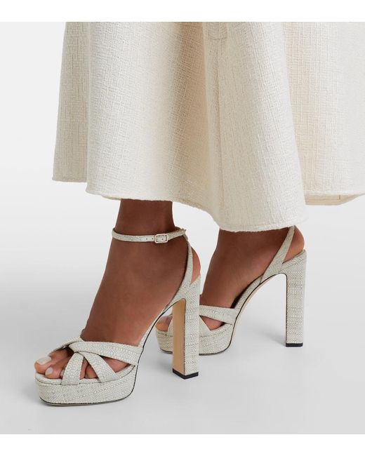 Jimmy Choo White Kove Woven Platform Sandals