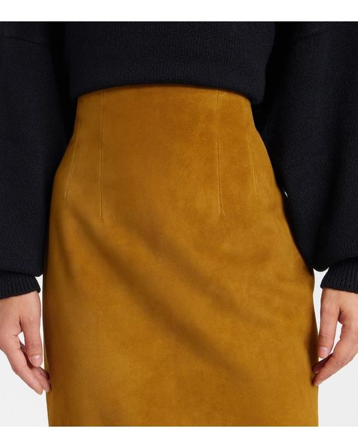 Khaite Brown Loxley Suede Maxi Skirt