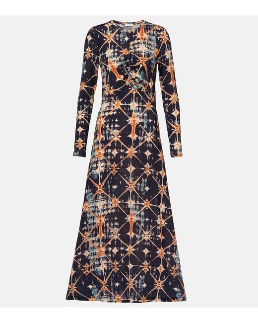 Ulla Johnson Multicolor Naia Ruched Printed Jersey Midi Dress