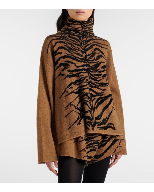 Alaïa Brown Jacquard Turtleneck Sweater