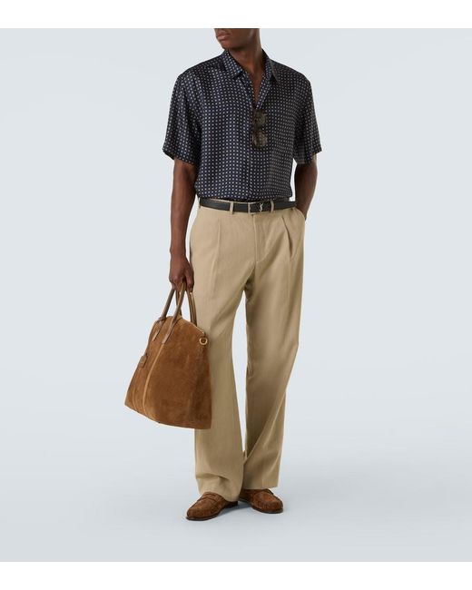 Saint Laurent Blue Printed Silk Shirt for men