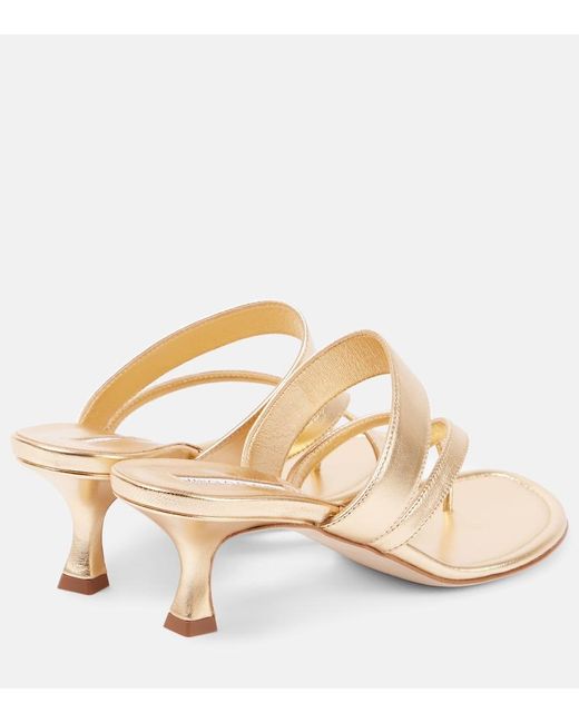 Manolo Blahnik Sandalen Susa 50 Aus Metallic-Leder