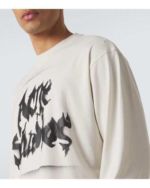 Acne Gray Logo Cotton-Blend Jersey T-Shirt for men
