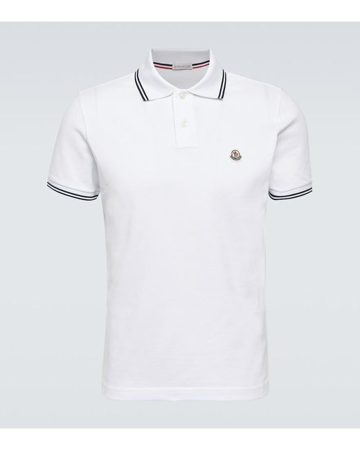 Moncler White Cotton Polo Shirt for men