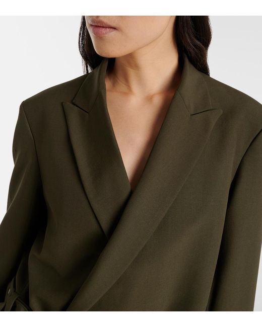 Blazer De Lana Con Cinturon Loewe de color Green