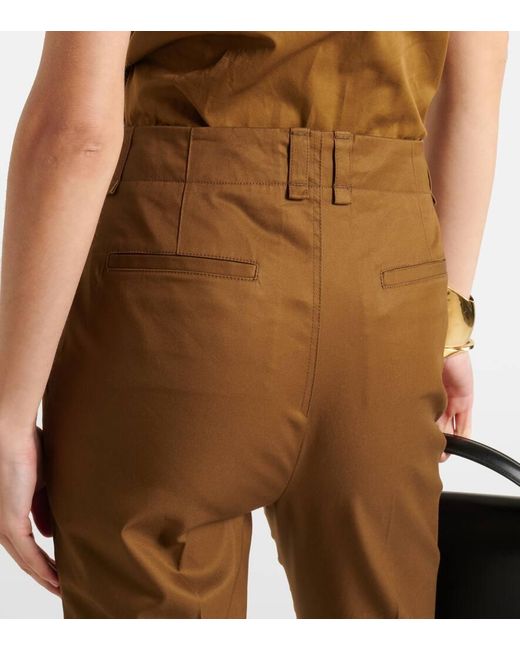 Pantalones flared de sarga de algodon Saint Laurent de color Brown