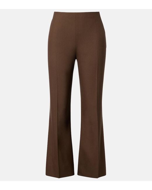 Khaite Brown Walter Cropped Virgin Wool Flared Pants