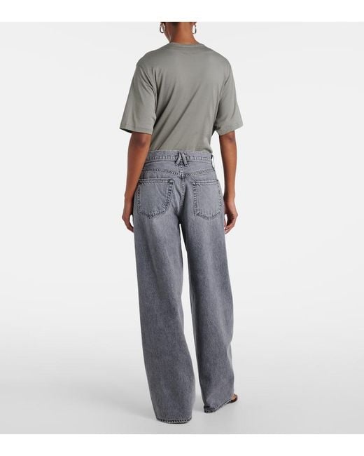 SLVRLAKE Denim Gray Alex Mid-Rise Wide-Leg Jeans