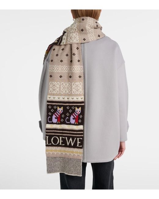 Loewe White X Louis Wain Fair Isle Wool-Blend Scarf