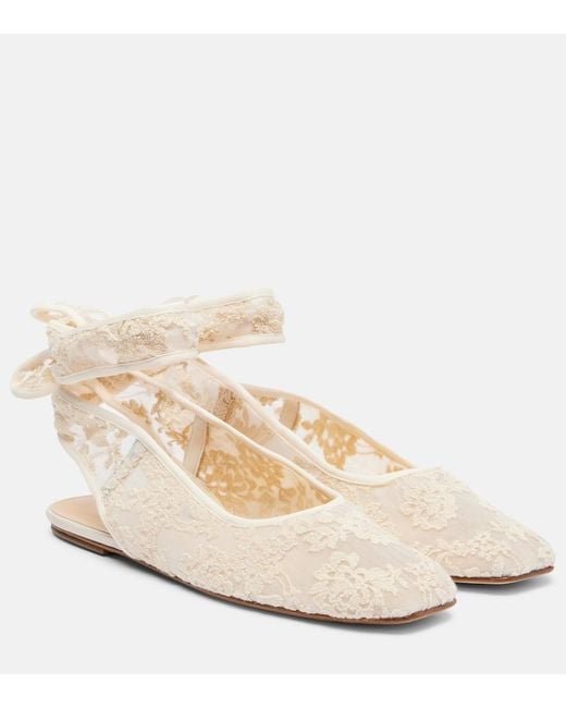 Magda Butrym Natural Lace Slingback Flats