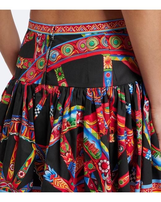 Dolce & Gabbana Red Carretto Cotton Miniskirt