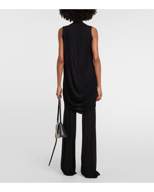 Rick Owens Black Lilies Draped Jersey Top
