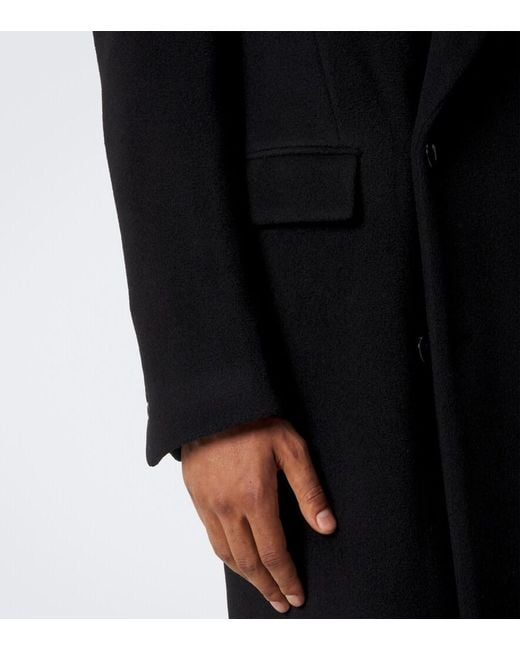 Lardini Black Double-Breasted Virgin Wool Coat for men