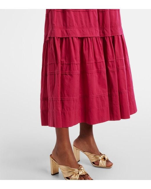 Ulla Johnson Red Marika Cotton And Silk Voile Maxi Dress