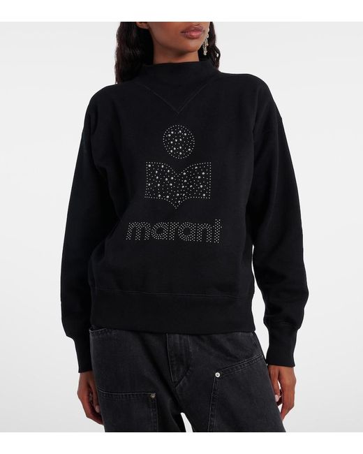 Isabel Marant Black Moby Logo Cotton-Blend Fleece Sweatshirt