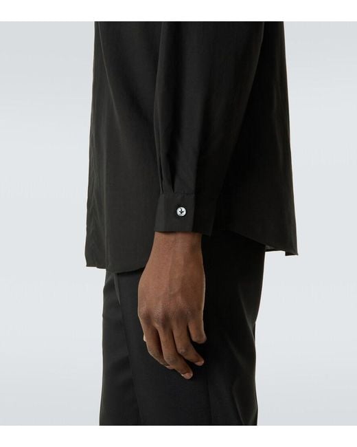 Lardini Black Tencel And Linen Shirt for men