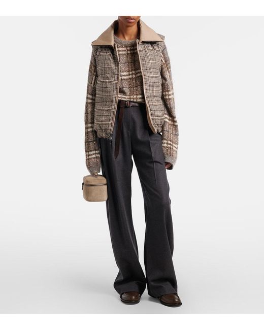 Brunello Cucinelli Blue Virgin Wool Wide-Leg Pants