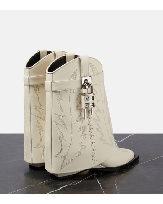 Givenchy Natural Shark Lock Cowboy Leather Ankle Boots