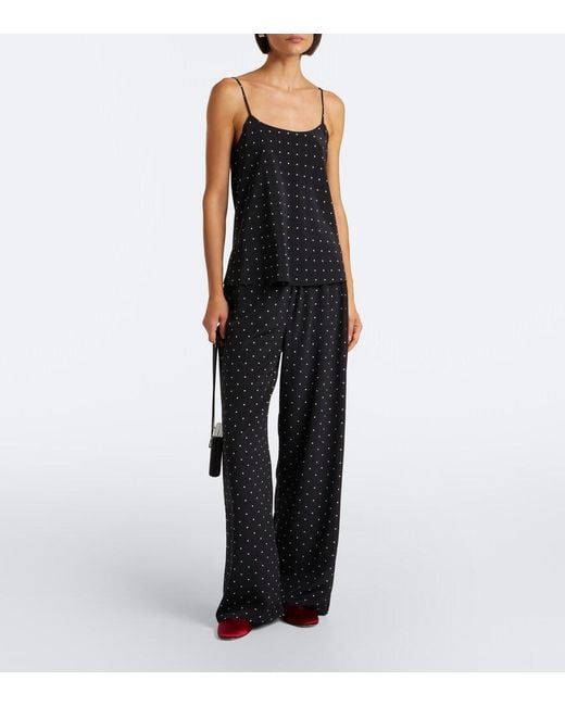 Asceno Black Matera Polka-Dot Silk Camisole