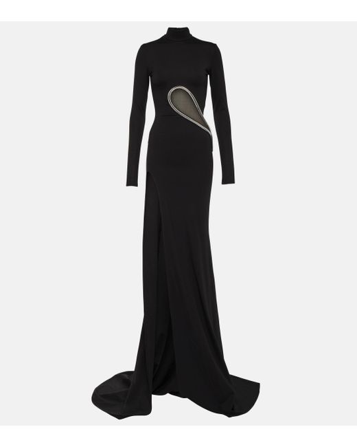 Robe longue a ornements David Koma en coloris Black