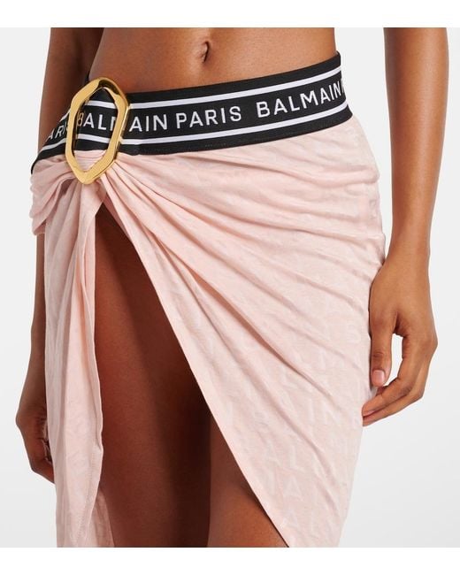 Balmain Pink Knitted Cotton-Blend Beach Cover-Up