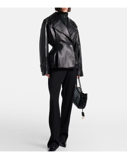 Balenciaga Black Double-Breasted Leather Jacket