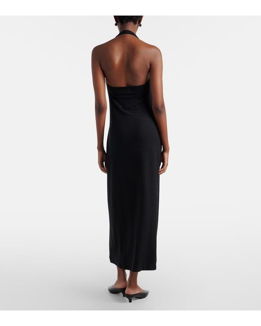 Leset Black Lauren Halterneck Jersey Midi Dress