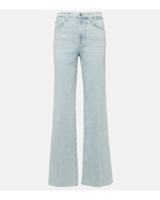 7 For All Mankind Blue High-Rise Flared Jeans Modern Dojo