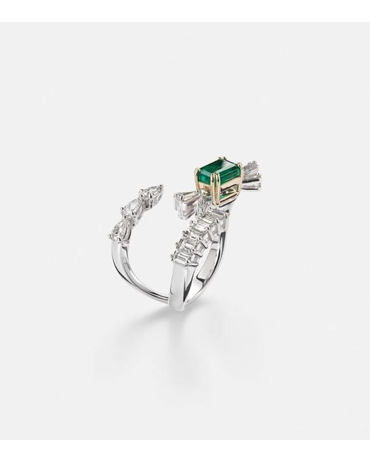 YEPREM Blue Reign Supreme 18Kt Ring With Diamonds And Emerald