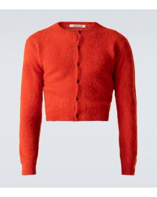 Auralee Red Alpaca Cardigan for men