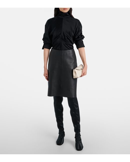 Totême  Black Satin Knee-High Boots