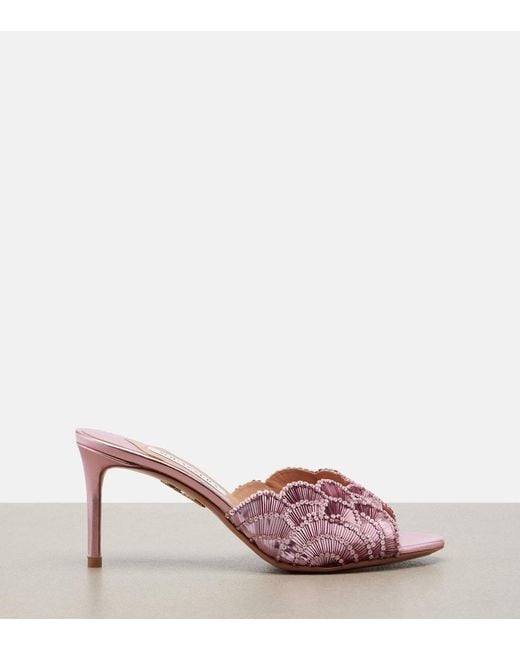 Aquazzura Pink Ce Soir Sequined Mules