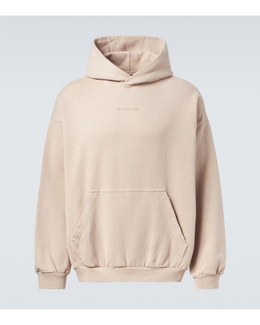 Balenciaga Natural Logo Cotton Fleece Hoodie for men